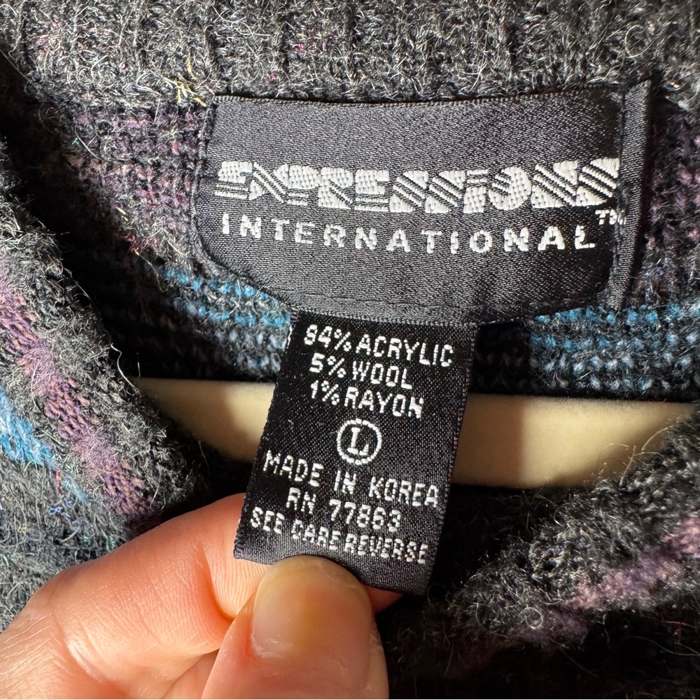 Vintage Expressions International Fisherman Aztec Print Crewneck Sweater Large - Picture 8 of 8